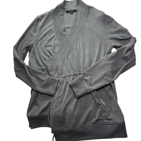 All Saints Gray Wrap Cardigan Sweater. Size Women's US 4.  Gina Drape Jacket - Picture 6 of 13